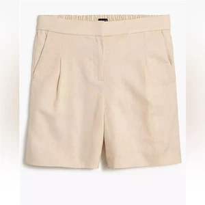 J. Crew Factory Plisado Mezcla de Lino Corto con Cintura Elástica Polvoriento Marfil Talla 10 - Imagen 1 de 15