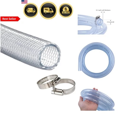 High Pressure Clear PVC Tubing 3/4 Inch ID 10 Feet Flexible Oil Water - Image 1 of 4