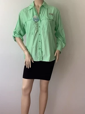 Columbia PFG NWT  Sz. S  Omni-Shade Mint Green Eddy Line Women’s Button Shirt - Image 1 of 4