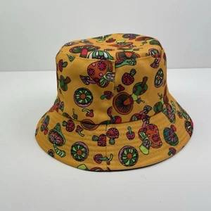 Bucket Hat Festival Cap Mushroom Black Reversible Summer Holiday Hat Cap Indie - Picture 1 of 4