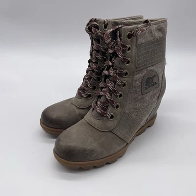 Botas al tobillo Sorel Lexie para mujer talla 8 caqui II de cuero ocultas con cuña Foto 1 de 4