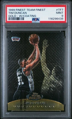 1999 Finest Team Finest Gold Tim Duncan #TF7 W Coating PSA 9 - Image 1 of 2