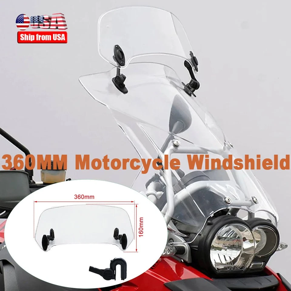 Universal Motorcycle Adjustable Windshield Extension Clip-on windscreen 36CM - Image 1 of 4