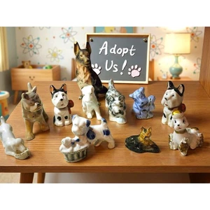 Vintage Japan Dog Figurines Lot 11 Scottie Poodle Boxer Shepherd 1950s Ceramic - Picture 1 of 10