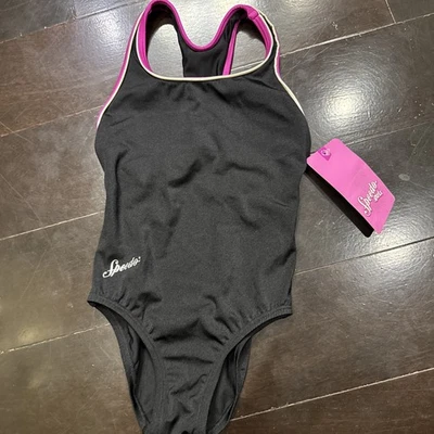 NUEVO CON ETIQUETA SPEEDO NIÑAS Traje de baño de una pieza Traje de baño Negro Talla 7 Foto 1 de 4