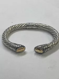 SAMUEL BENHAM Sterling Silver & 18k Gold Cable Pebble Clamper Cuff Bracelet D4 - Picture 1 of 6