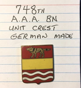 NANEE-B)US ARMY 748TH AAA.BN, ANTI AIRCRAFT UNIT CREST WW2, GERMAN MADE, MC12BX - Picture 1 of 3