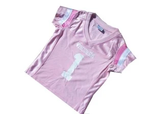 New NWT Toddler Girls NCAA Wisconsin Badgers Pink Football Jersey Shirt - Picture 1 of 2