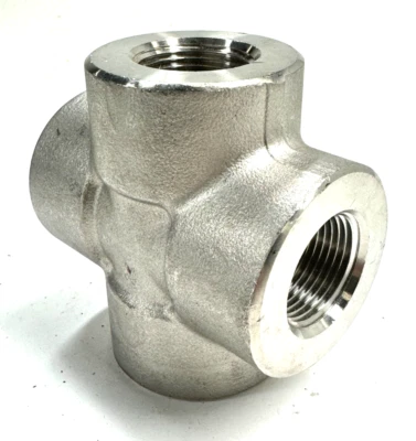Cross 3/4" NPT Threaded Class 3000 (3M) A/SA182 304/L Forged Stainless Steel - Image 1 of 4