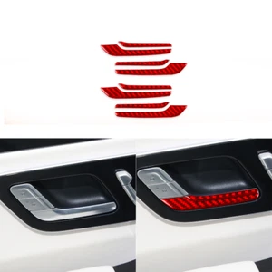 Moldura interior de manija de puerta interior de fibra de carbono roja para Benz Clase C 2022-2023 - Imagen 1 de 8