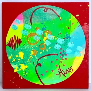 Garden Party Swipe Original Acrylic Painting 6x6in Wall Frame Ready Squeegee Art - Picture 1 of 8