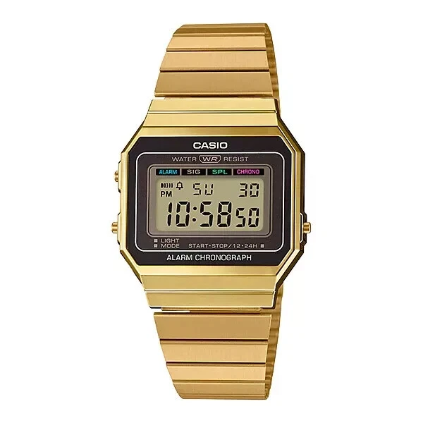 Casio A700wg-9a Digital Unisex Watch Retro Gold Stainless Steel LED A700