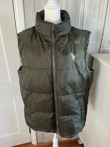 mens Green puffer vest with Fold Away hood Zipper Gorpcore Streetwear Tactical - Picture 1 of 12