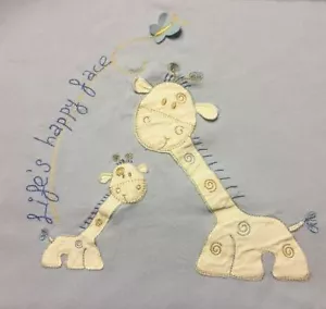 Life's Happy Face Bebessi Blue Giraffe Baby Blanket Receiving Yellow Throw - Picture 1 of 7