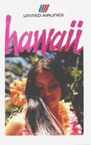 Original vintage poster HAWAII GIRL & FLOWERS UAL 1975 - Picture 1 of 1