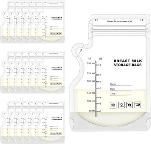 100 Pcs Breast Milk Storage Bags, 250Ml No-Leak Disposable Pouches for Freezer - Picture 1 of 7