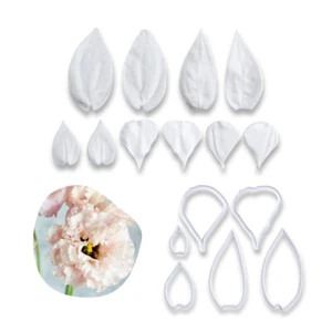 Lisianthus Petal Leaf Fondant Silicone Mold & Plastic Cutter Set DIY Clay Craft - Picture 1 of 9