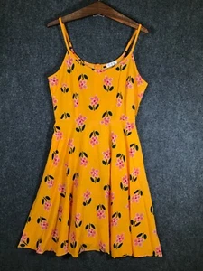 CYK Summer Dress Large L Womens Regular Fit Cute Floral Yellow Casual Stretch - Bild 1 von 9