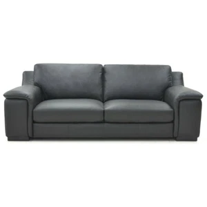 BARBOUR TOP GRADE LEATHER 2.5-SEATER LEATHER SOFA COUCH SETTEE GRAPHITE - Picture 1 of 4
