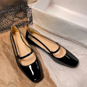 Mujeres Mary Jane Zapatos Planos de Ballet Baile Puntera Cuadrada Hebilla Correa Mocasín Moda - Imagen 1 de 18