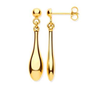 9K Gold TearDrop Earrings. Yellow Gold & White Gold Hollow Dangle. Free Shipping - Picture 1 of 11