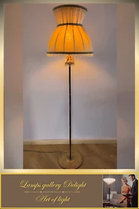 Floor lamp with a light beige velvet lampshade. - Picture 1 of 24
