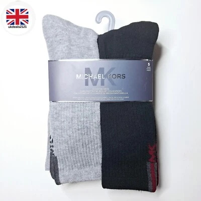 Michael Kors Hombres Calcetines Negros Talla 6.5-11 Calcetines Crew 5 Pares Bota Senderismo Calcetines  Foto 1 de 4