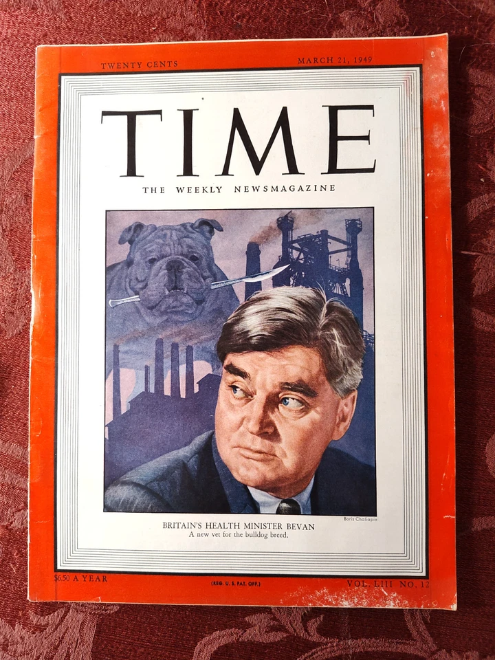 TIME magazine March 21 1949 3/21/49 BRITAIN HEALTH Aneurin Bevan Albert Einstein - Image 1 of 1
