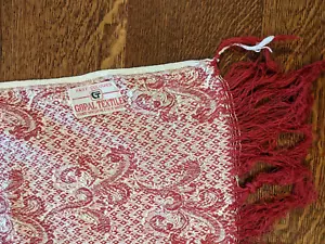 Vintage GOPAL TEXTILE Woven Red & White Paisley Fringed Blanket Coverlet Spread - Picture 1 of 22