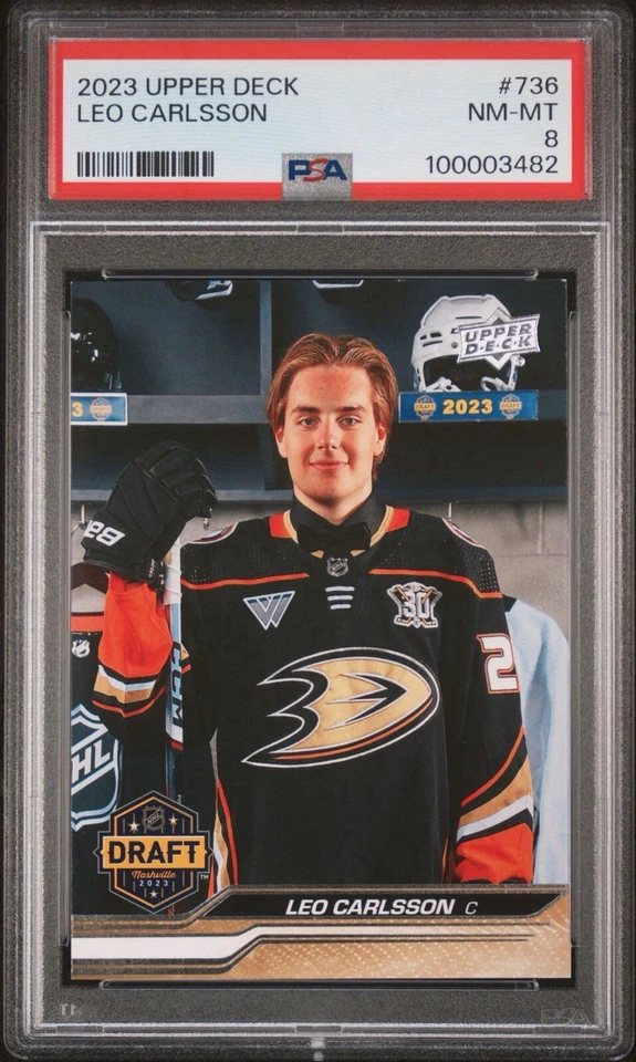 2023 Upper Deck Extended Series - 1st Round Rookies Leo Carlsson (RC) - PSA 8 - Image 1 of 2