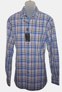 Camisa de rendimiento de manga larga QUIETI XL azul a cuadros 4 vías elástica nueva con etiquetas - Imagen 1 de 6