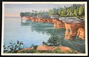 Wave Erosion Devil's Island Postcard PC 1920s Milwuakee Museum Card Wisconsin - Picture 1 of 1