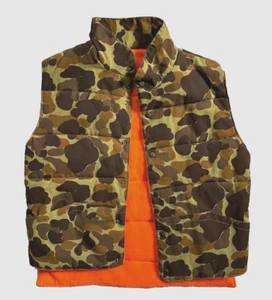 VTG Men's Gamehide Camo Blaze Orange Fleece Reversible Hunting Vest M - Picture 1 of 5