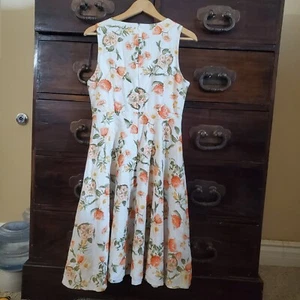 Retro 60s Shift Dress Womens Small White Mod Peach Floral Lined - Picture 1 of 11