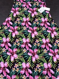 LuLaRoe MAXI Skirt Black Pink Tropical Hibiscus Palms Dress New  Large 14/16 L - Picture 1 of 10