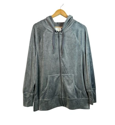 OFFLINE By Aerie After Party Velour Oversized Full Zip Hoodie Smoked Gray Size M - Image 1 of 4