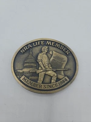 NRA Life Member Solid Brass Jadco Belt Buckle 1984 National Rifle Association  - Image 1 of 3