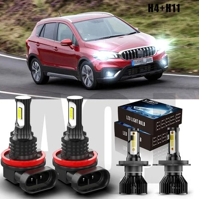 For Suzuki S-Cross 2015-2019 Combo 4X LED Headlight + Fog Light Bulbs white - Imagem 1 de 4