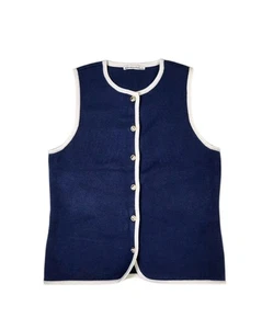Abercrombie & Fitch Mara LuxeLoft Button-Up Navy Blue Sweater Vest Size L NWOT - Picture 1 of 8