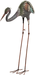 Alpine Corporation 30" hoch Outdoor rustikal Metall Bogen Kranich Statue Hof Kunst De - Bild 1 von 11