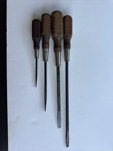 4 Vintage MAC Tools Wooden Handle Screwdrivers USA Made 15” 13” 10.75” 7.5” - Picture 1 of 4