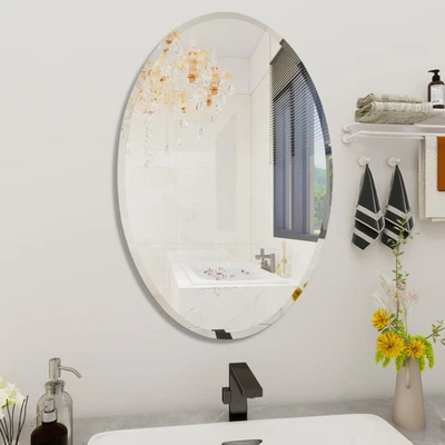 Oval Bathroom Mirror, 24X36 inch Oval Frameless Mirror, Frameless Mirrors for... - Image 1 of 4