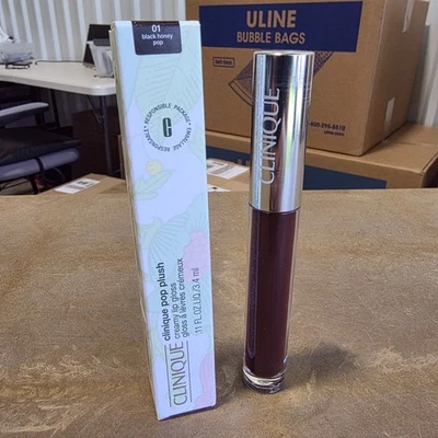 Clinique Pop Plush Creamy Lip Gloss - 01 Black Honey Pop - 0.11 oz/3.4 ml - NIB - Image 1 of 2
