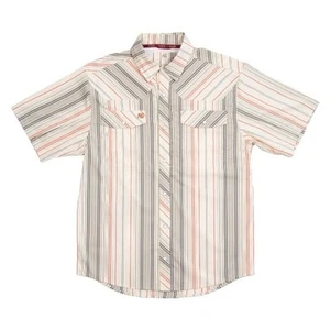 Camicia AG Gear Stockyard a righe manica corta Ranch Western Pearl Snap taglia Large - Foto 1 di 2