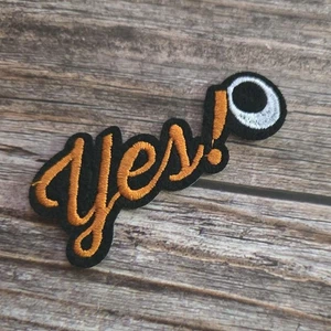 Yes!  Funny Text Punk Rock Diy Eye Orange Iron On Patch - Picture 1 of 2