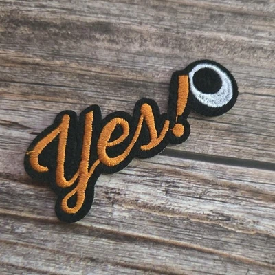 Yes!  Funny Text Punk Rock Diy Eye Orange Iron On Patch - Image 1 of 2