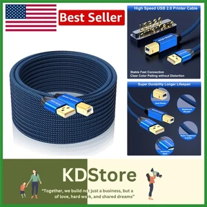 25ft High-Speed USB 2.0 Printer & Scanner Cable – Tangle-Free, Braided, Compa... - Picture 1 of 10