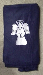BLANKET - BLUE FLEECE THROW WITH EMBROIDERED WHITE ANGEL 33 X 48 - NEW - Picture 1 of 1