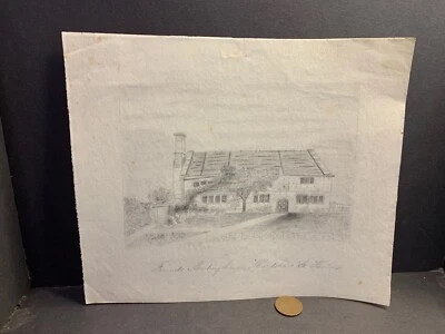 Victorian Pencil Drawing Friends Meeting House, Hardshaw St. Helens UK, Quaker - Image 1 of 4