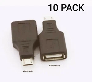 Pack of 10 USB 2.0 A/Female to Micro B/Male Adapter Converter Connector - Picture 1 of 1